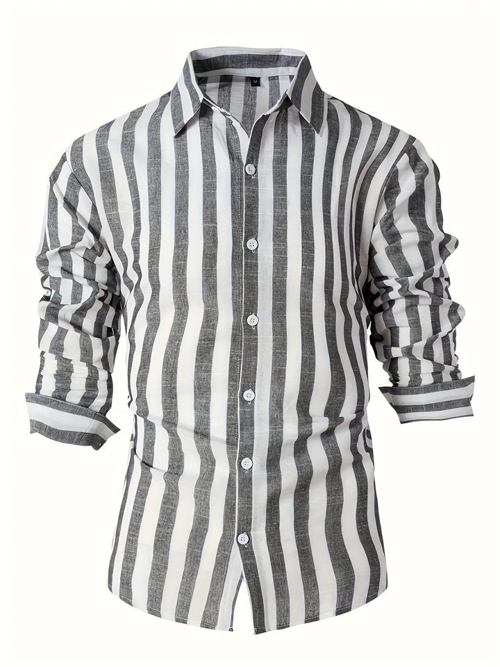 Levoire | Chemise En Coton Lin Rayée Pour Hommes