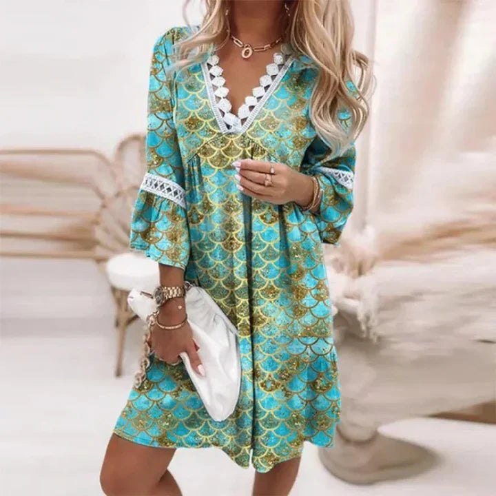 Levoire | Robes D'Été Fleuries Légères Aqua Bleu