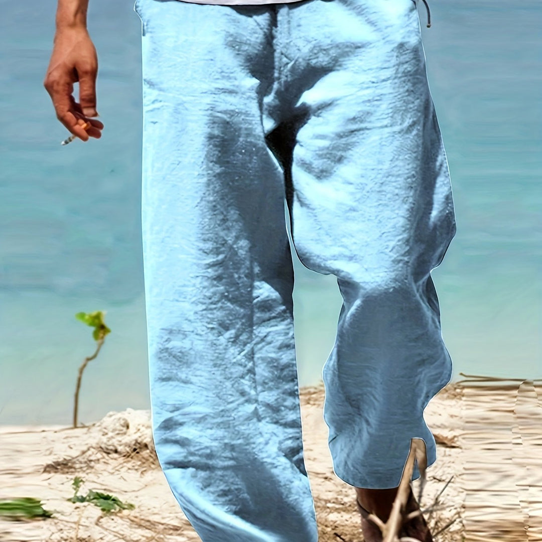 Levoire | Loisirs Coton Lin Pantalons Couleur Unie