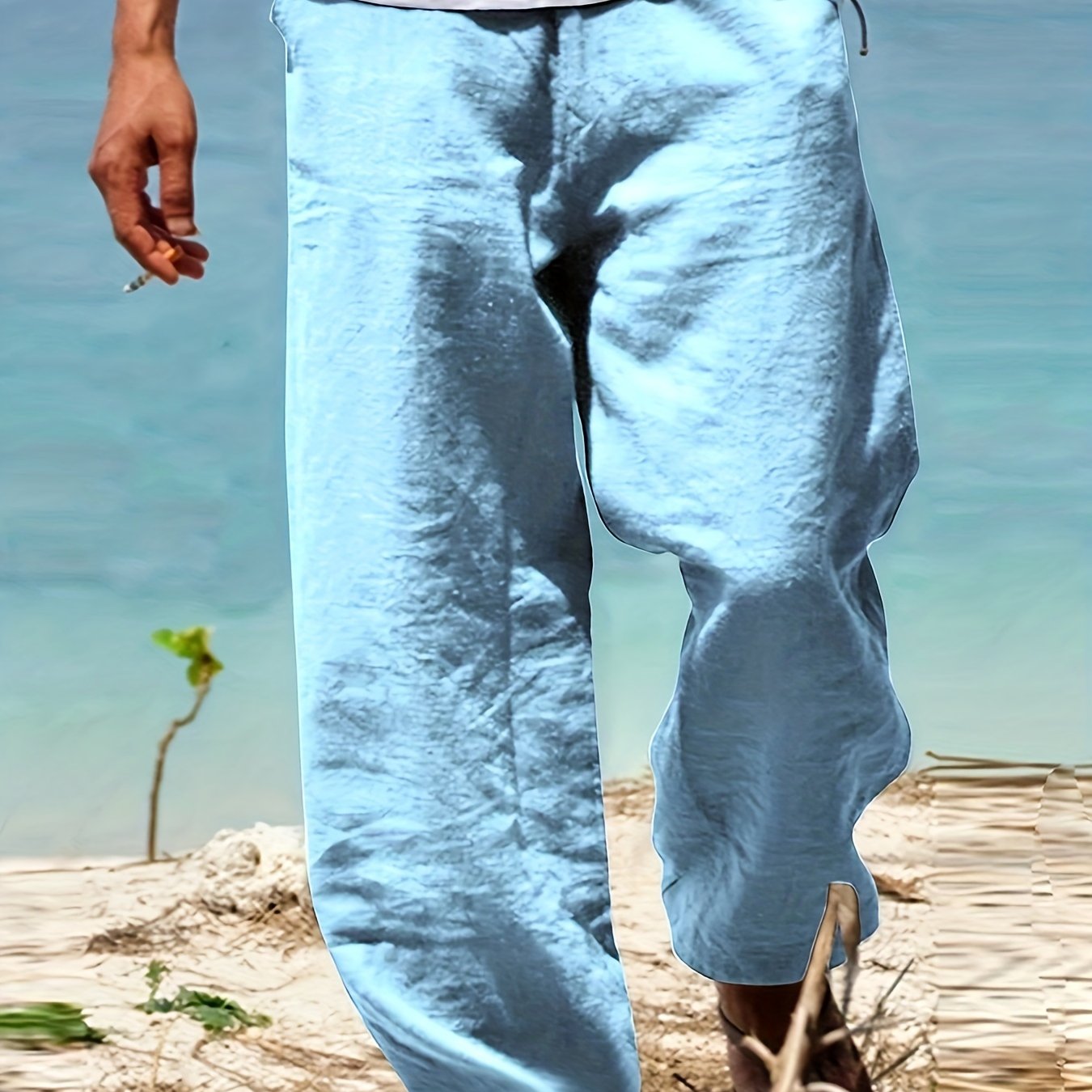 Levoire | Loisirs Coton Lin Pantalons Couleur Unie