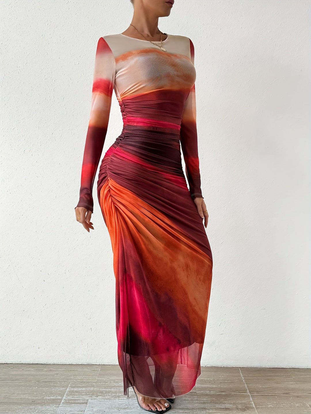 Levoire | Col Rond, Robe Maxi Sexy À Manches Longues, Ajustée Pour Le Printemps Et L'Été, Vêtements Pour Femmes