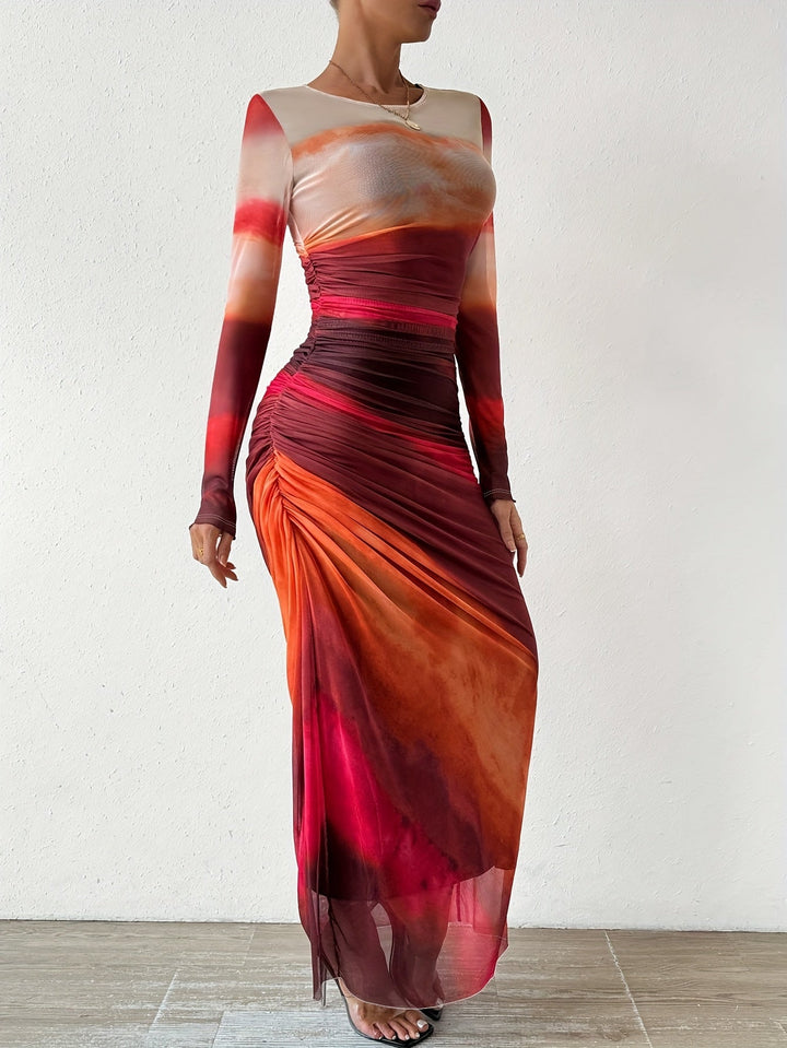 Levoire | Col Rond, Robe Maxi Sexy À Manches Longues, Ajustée Pour Le Printemps Et L'Été, Vêtements Pour Femmes