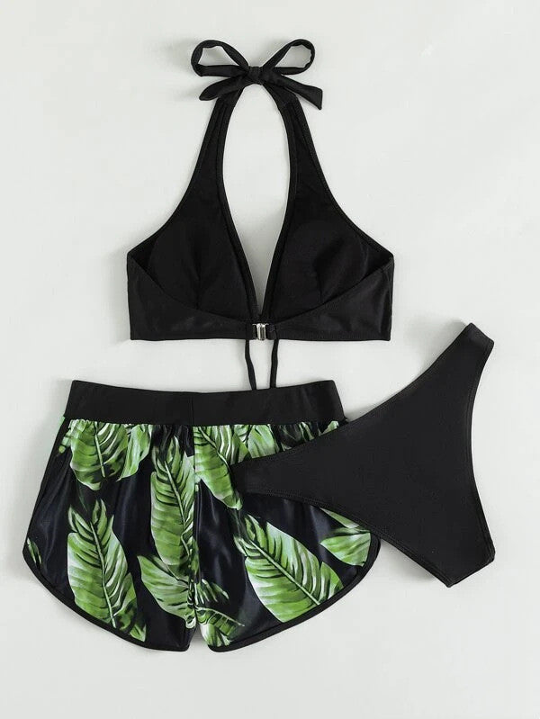 Levoire | Ensemble Bikini Bottom Et Shorts Pour Femmes Vert menthe