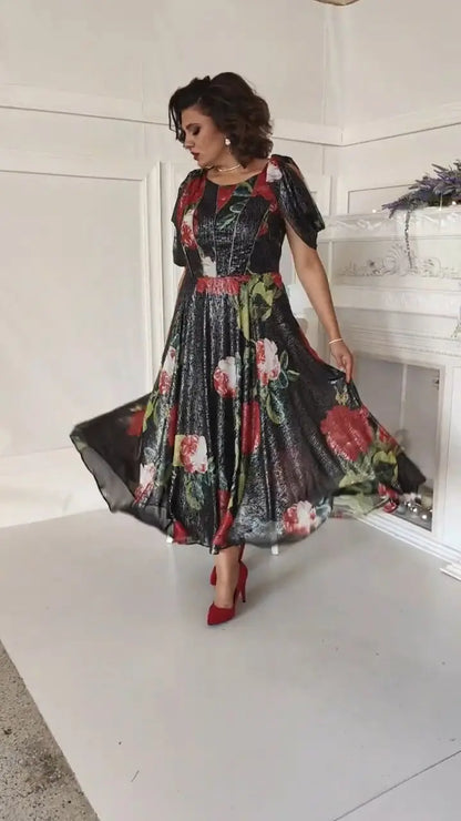 Levoire | Robe à fleurs pour femmes - Noir