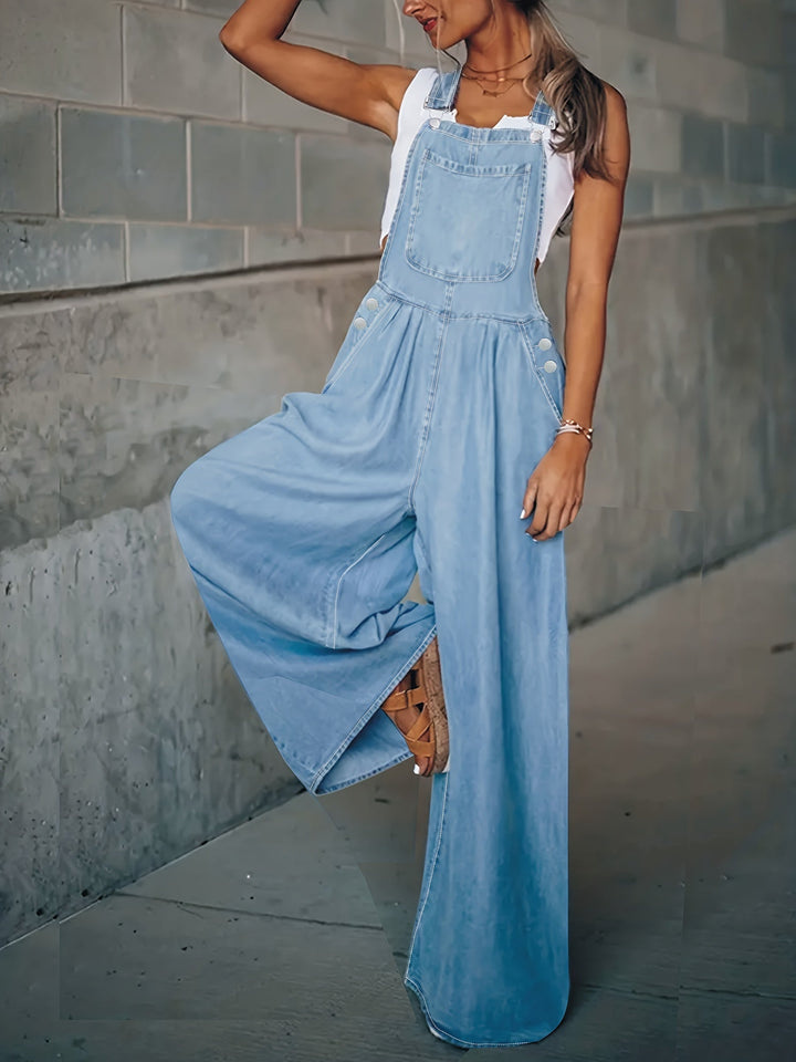 Levoire | Unicolore Bleu Clair Salopettes En Jean Relaxed Bleu clair