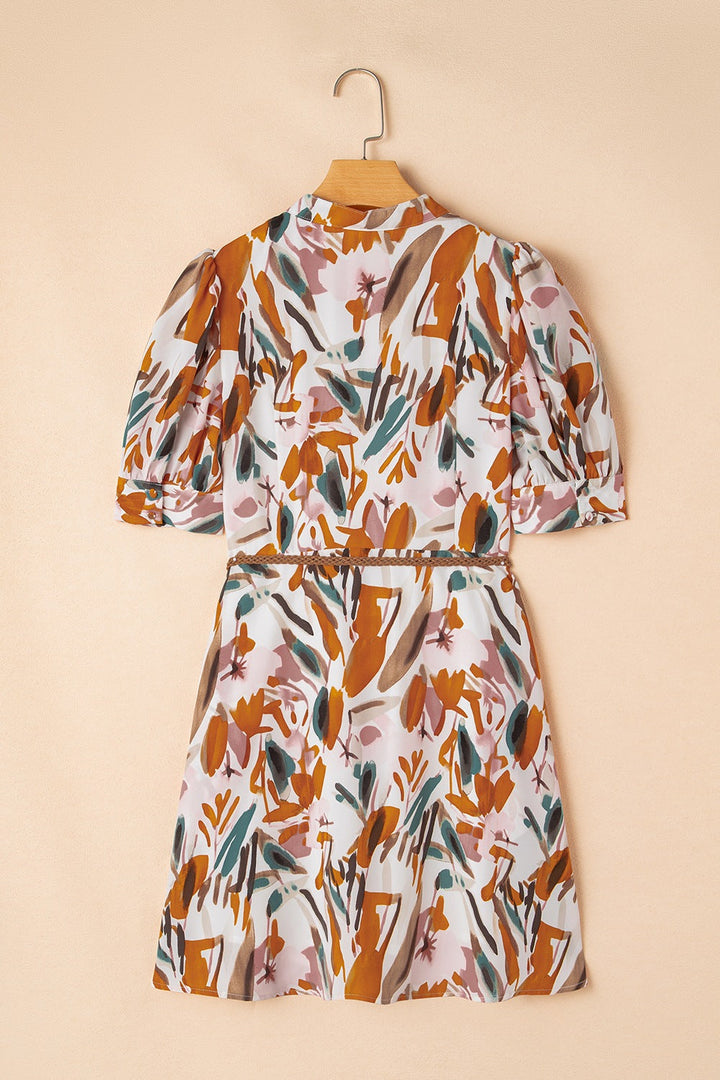 Levoire | Robe Mini À Manches Courtes Imprimée À Encolure En V