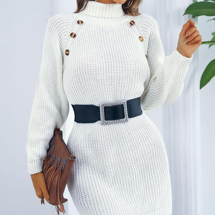 Levoire | Robe En Tricot À Manches Longues De Haute Qualité Avec Boutons
