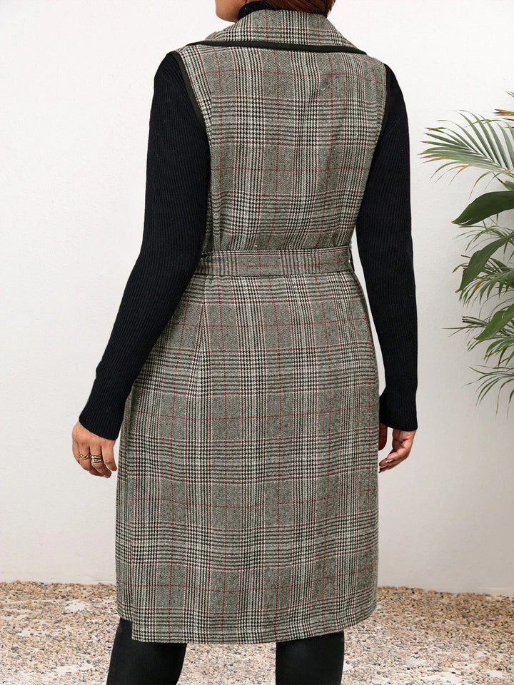 Levoire | Élégante Gilet Sans Manches Design Carreaux