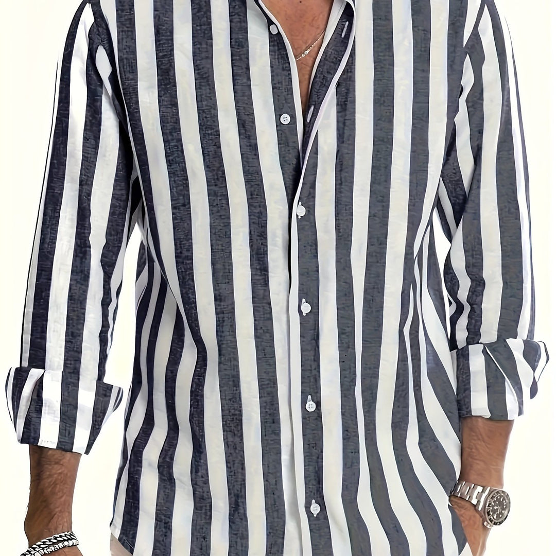 Levoire | Chemise En Coton Lin Rayée Pour Hommes