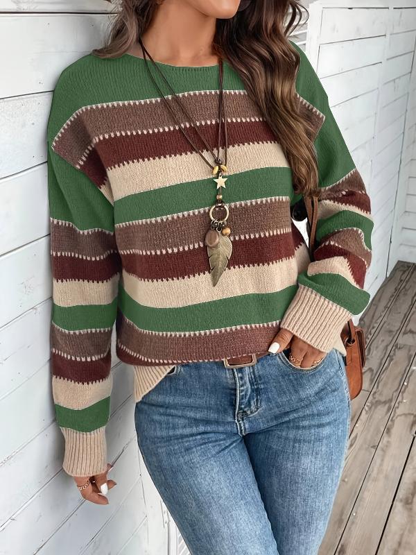Levoire | Pull En Jersey Rayé Vert foncé mélangé