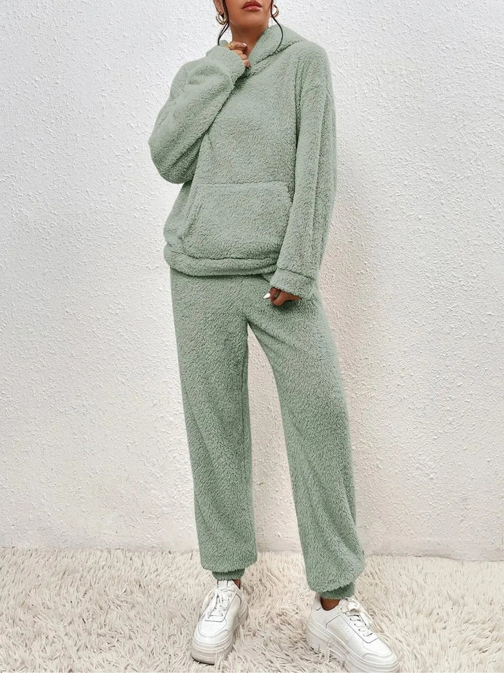 Levoire | Fleece Confortable Avec Capuche Vert
