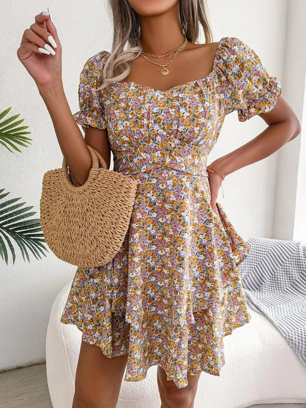 Levoire | Robe d'été à taille haute à manches courtes