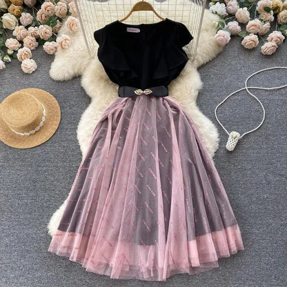 Levoire | Robe femme avec décolleté en V en couleur contrastante Rosa