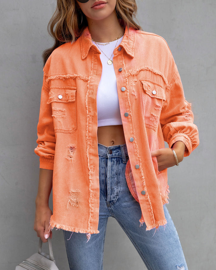 Levoire | Veste En Jean Avec Déchirures Orange