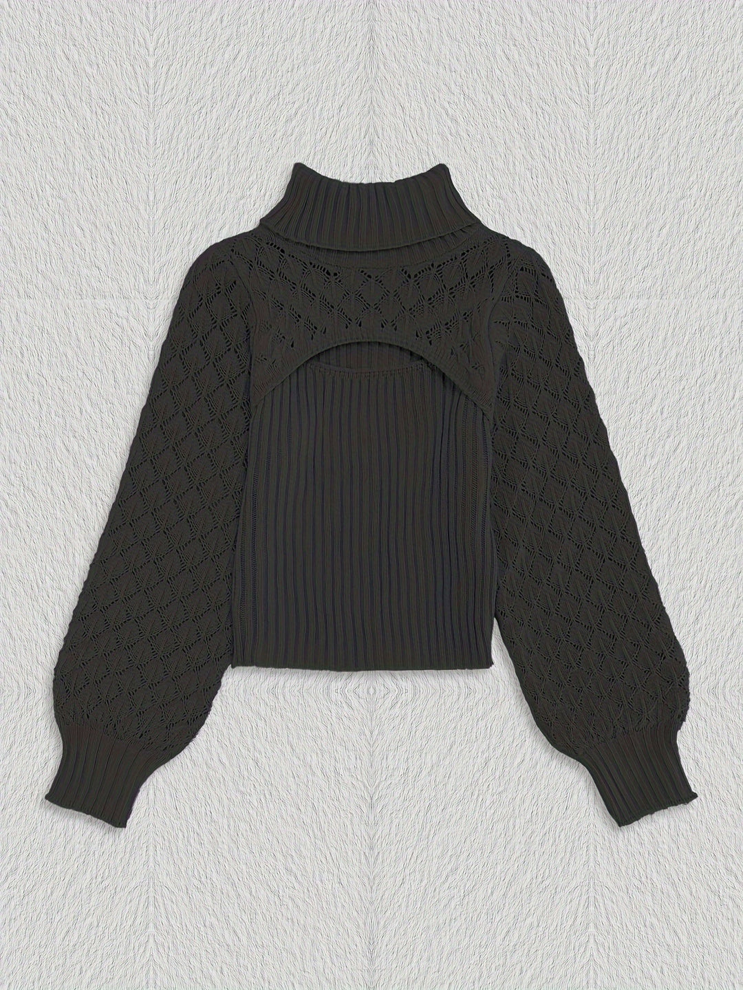 Levoire | Pull À Col Roulé Unicolore En Tricot Pointelle