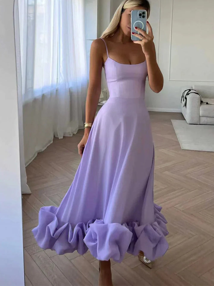 Levoire | Robe midi avec volant et bustier Pourpre clair