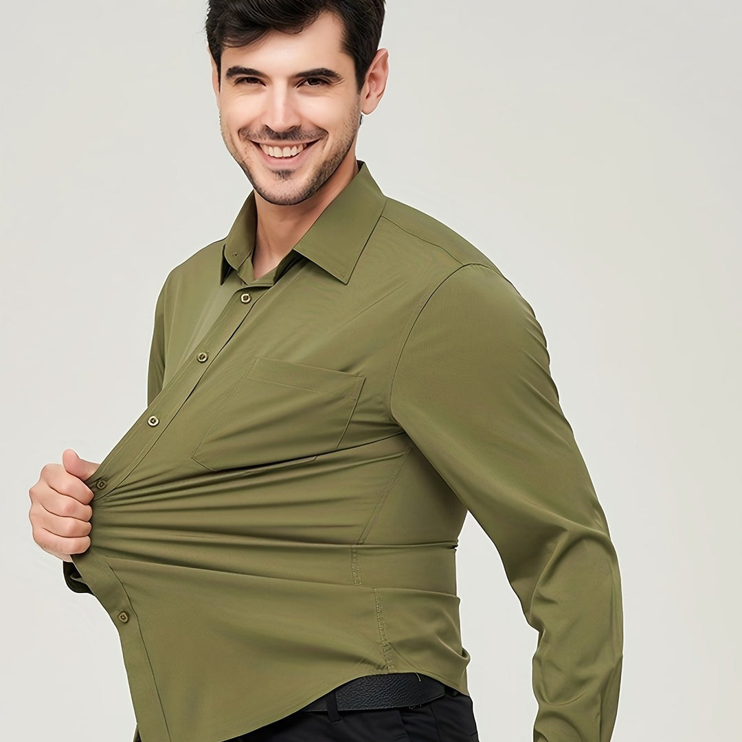 Levoire | Chemise De Business En Coton Respirant Pour Homme Vert kaki