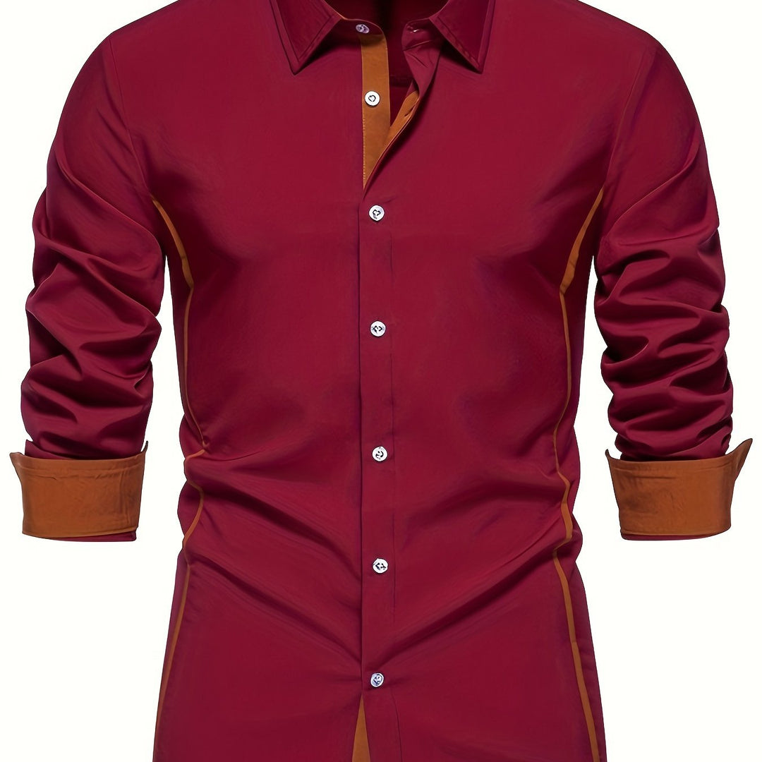 Levoire | Chemise Élégante Pour Hommes Avec Des Obstacles De Couleur Bordeaux