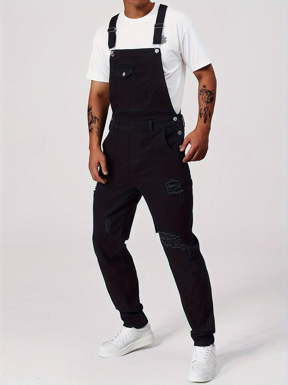 Levoire | Monocolore Denim Lavable Salopette Avec Poches