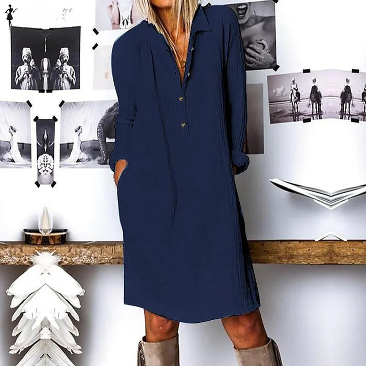 Levoire | Robe Chemisier À Manches Longues Bleu