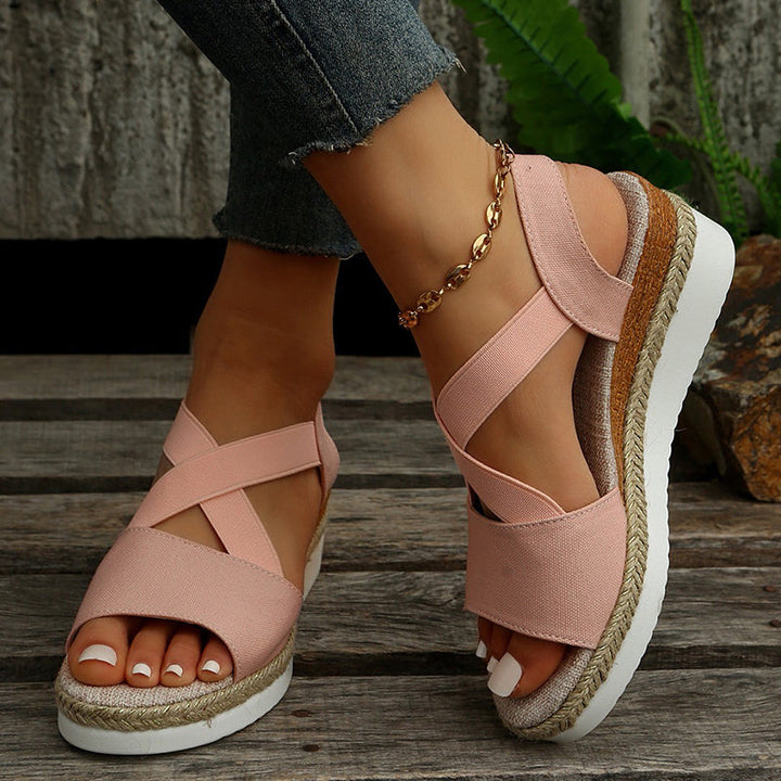 Levoire | Sandales Compensées Avec Des Sangles Croisées Pour Femmes Rosa