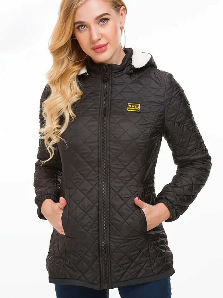 Levoire | Manteau Matelassé À Capuche Avec Fausse Fourrure Noir