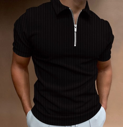 Levoire | Poloshirt En Rippstrick Noir