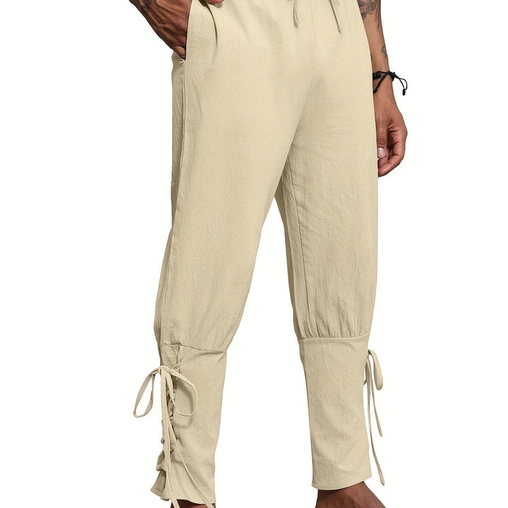 Levoire | Homme Coton Lin Mélange Bande De Publication Et Pantalon Harem