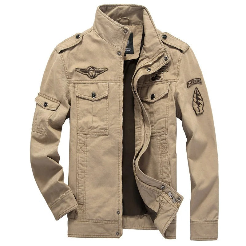 Levoire | Veste Inspirée Par L'Armée Avec Des Manches Longues Et Une Fermeture Éclair Avec Poches Lumière brune