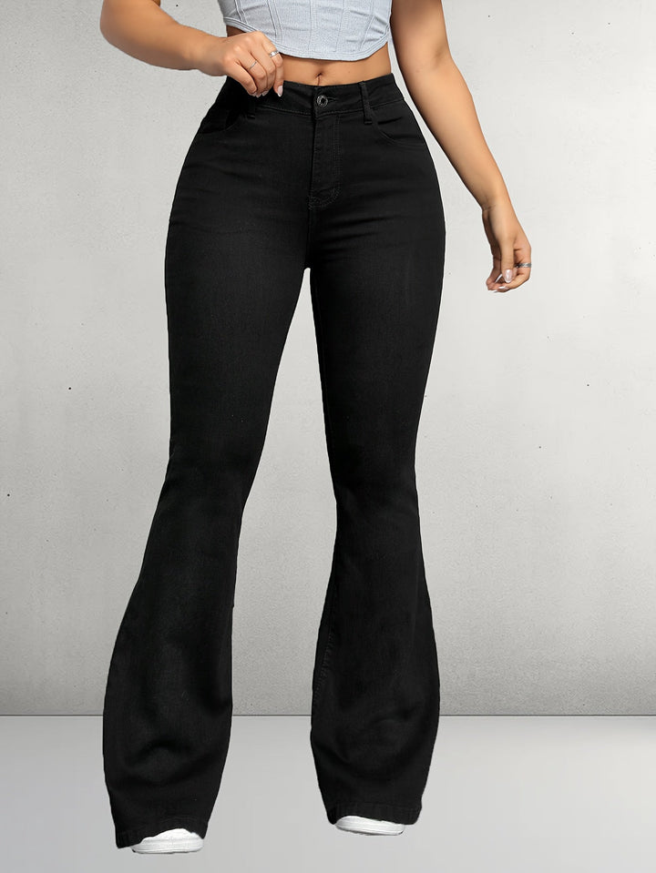 Levoire | Pantalons Flare Noirs Élégants Avec Boutons