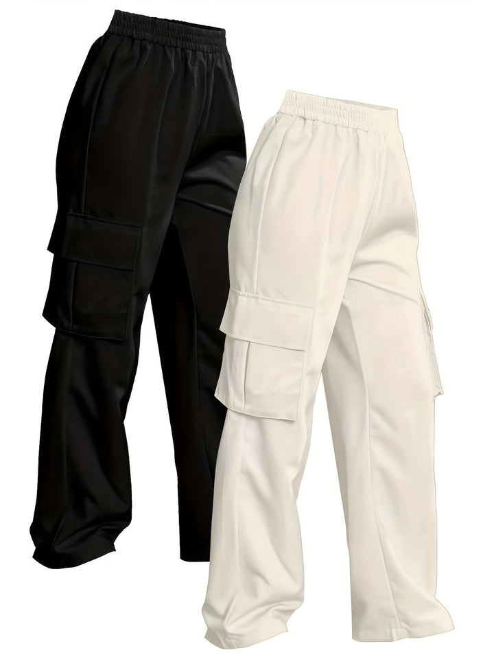 Levoire | Deux Séries De Pantalons Cargo Unis Noir + Abricot