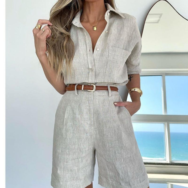 Levoire | Pantalons Courts Ajustés Et T-Shirt Gris clair