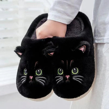 Levoire | Chaussures en peluche avec un chat mignon Noir