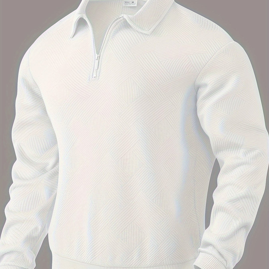 Levoire | Pull À Motifs Géométriques Avec Fermeture Éclair Et Col Retourné Blanc