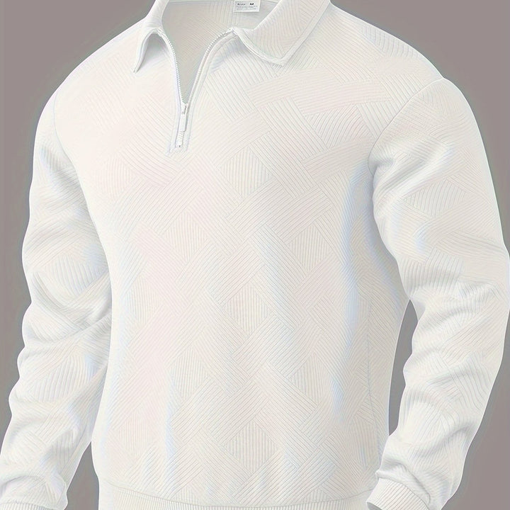 Levoire | Pull À Motifs Géométriques Avec Fermeture Éclair Et Col Retourné Blanc
