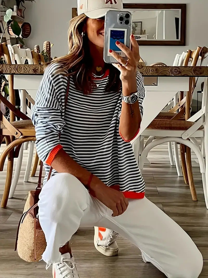 Levoire | Magnifiquement Tricoté Pull En Laine Rayé