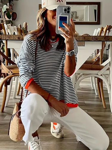 Levoire | Magnifiquement Tricoté Pull En Laine Rayé