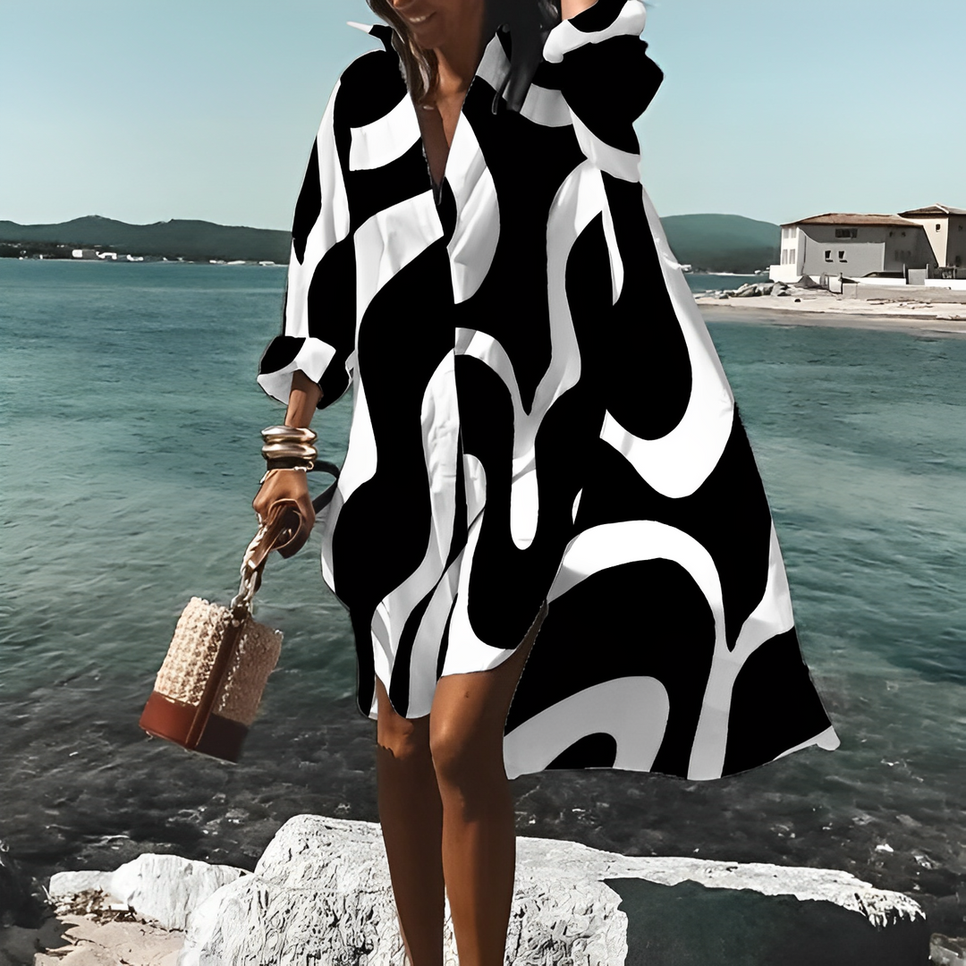 Levoire | Impression Unique Robe Mi-Longue Noir
