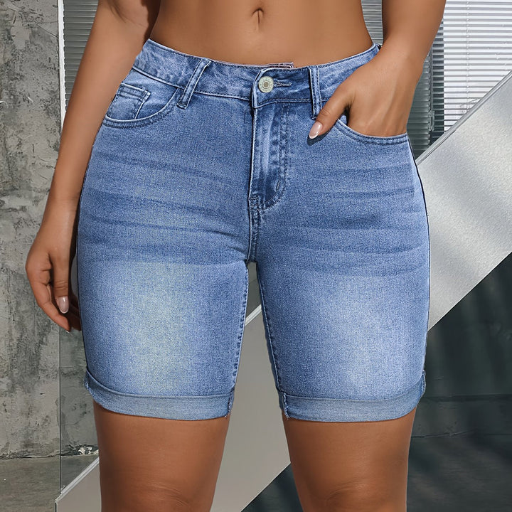 Levoire | Taille Haute Denim-Shorts Avec Ourlet Retourné