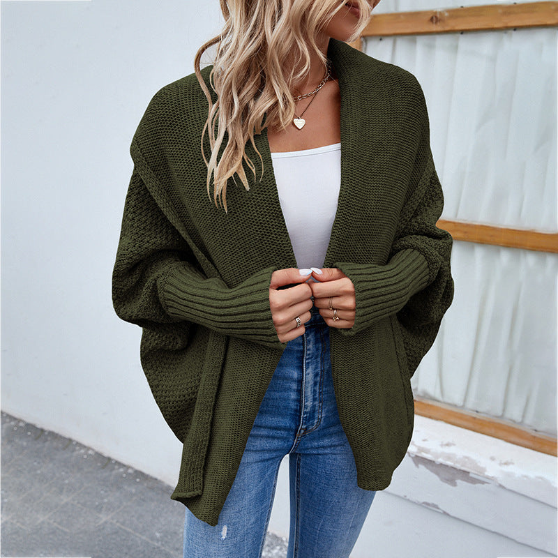 Levoire | Grand Cardigan En Tricot Avec Des Manches Chauve-Souris, Automne/ Vert