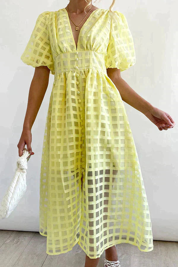 Levoire | Unique Style Dress With Extended Sleeves Jaune