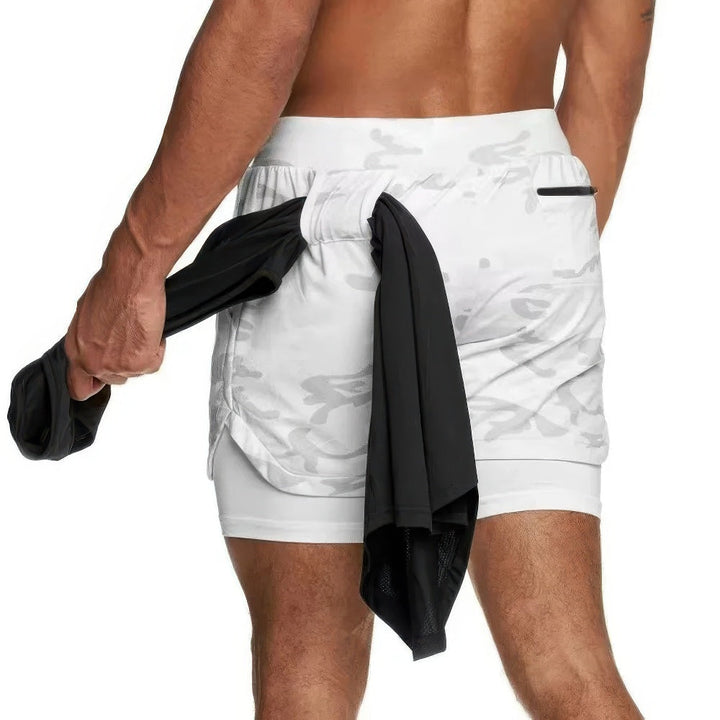 Levoire | Camo 2 En 1 Pantalon De Sport Rapide Et Sèche Blanc