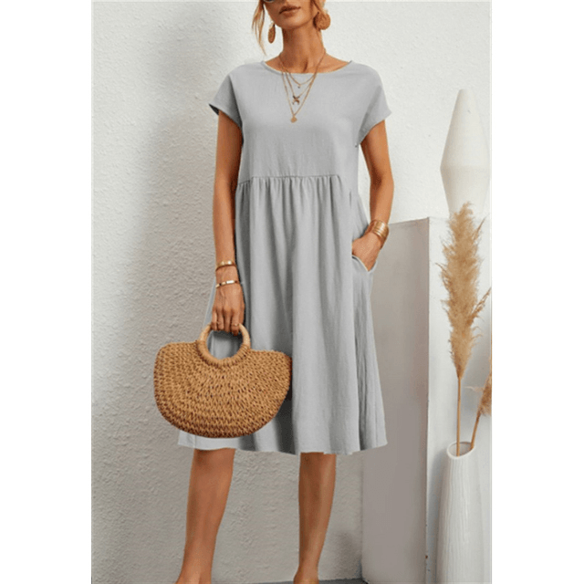 Levoire | Robe Midi En Coton Lin Pour Femmes Gris