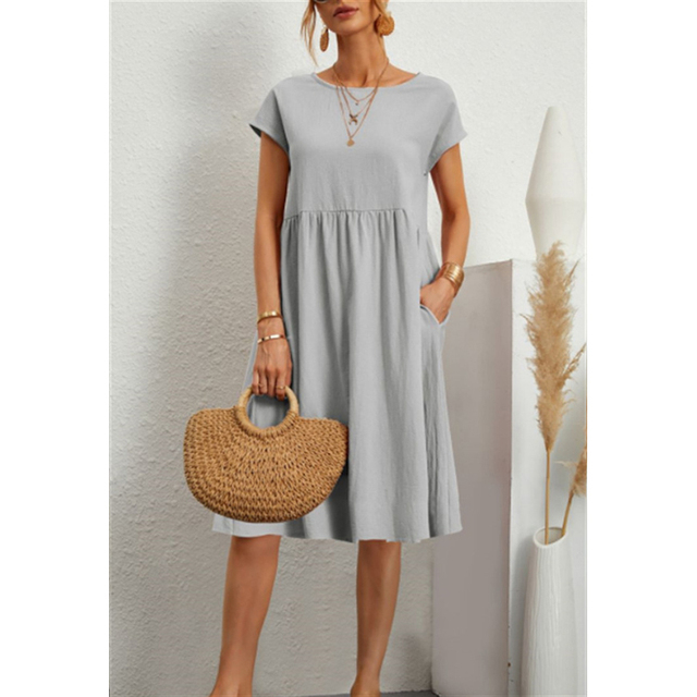 Levoire | Robe D'Été Midi Basique Gris
