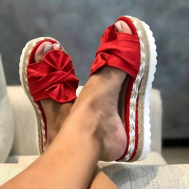 Levoire | Nœud À Barrettes Sandales À Talons Compensés Pour Femmes Rot