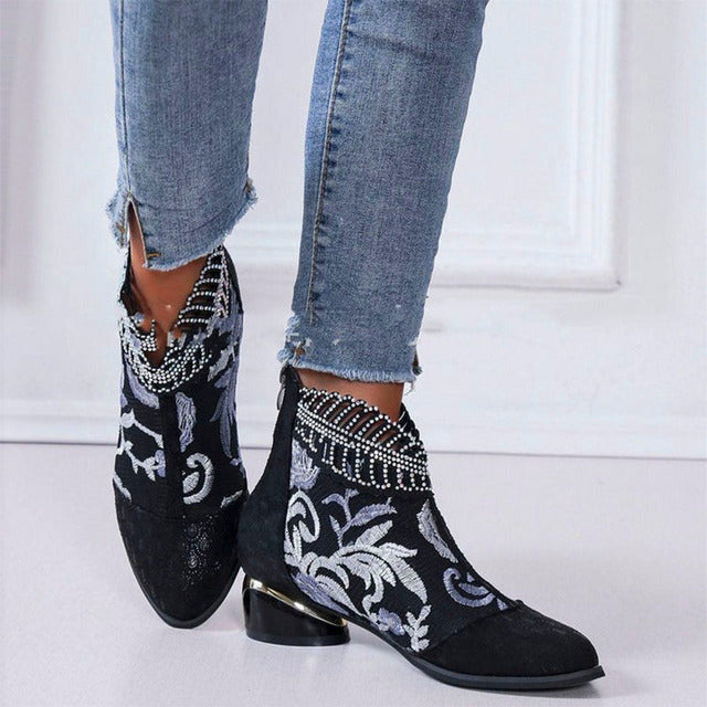 Levoire | Bottes De Luxe Avec Impression Brodée Pour Femmes Noir