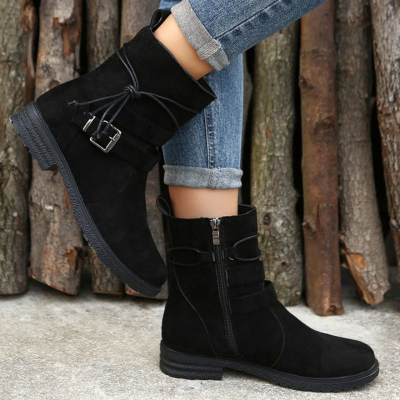 Levoire | Bottes À Talons Hauts Luxueuses Avec Bout Rond Et Boucles Pour Femmes