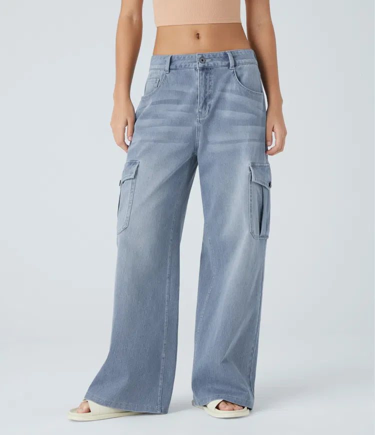 Levoire | Lssige Cargo Stretch Jeans Épicéa bleu denim