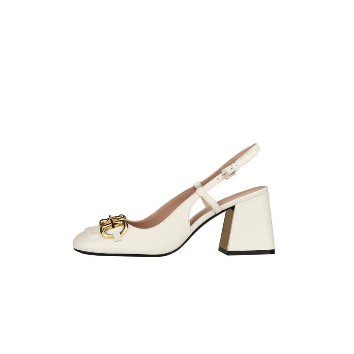Levoire | Chaussures rétro pour femmes à talons et boucles - Élégance et style intemporels Blanc lait 7cm Vides