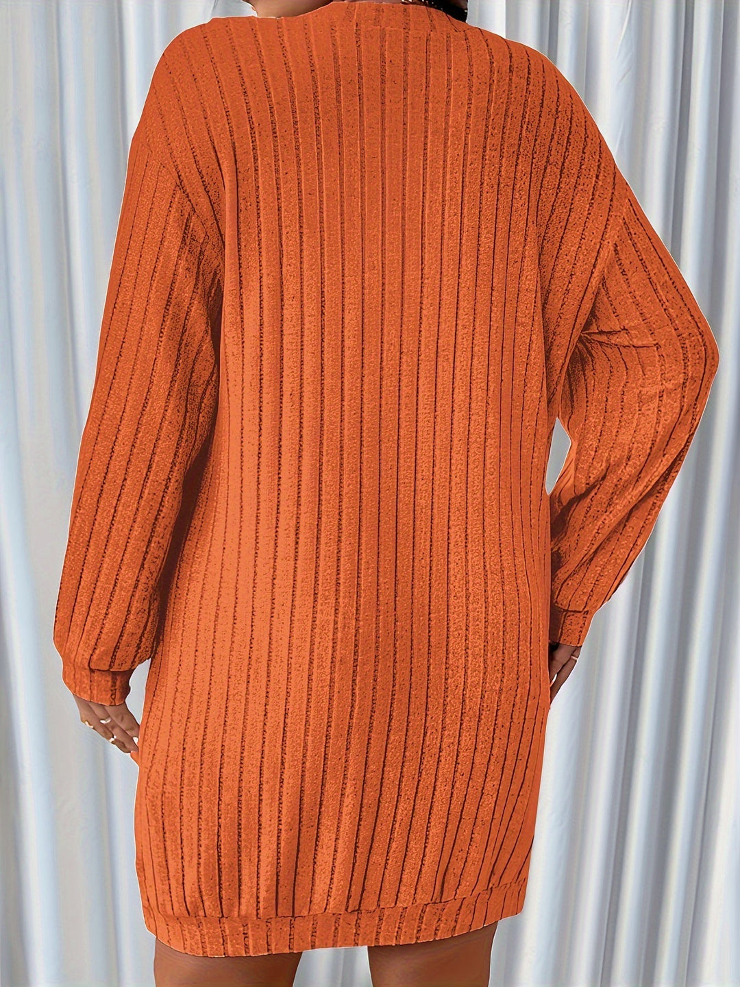 Levoire | Rento Plus Taille Robe Plissée À Manches Longues Et Encolure En V